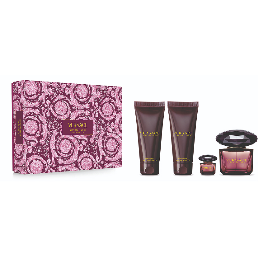 VERSACE Crystal Noir Gift Set Eau de parfum, spray 90 ml + Body Lotion 100  ml + Shower Gel 100 ml + Eau de parfum, spray 5 ml Price in UAE –
